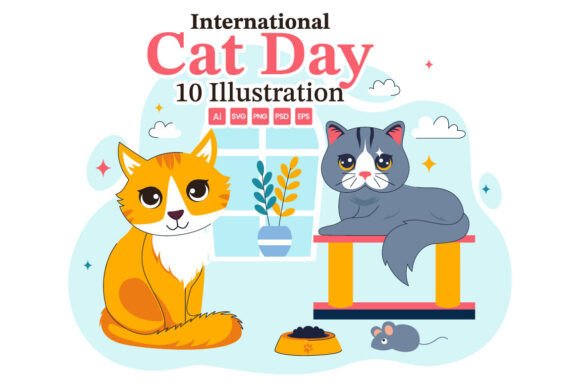 10 International Cat Day Illustration