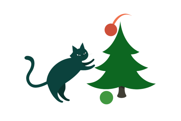 A Cat Batting at a Fallen Christmas Tree