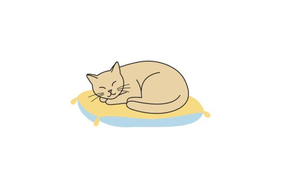 A Sleeping Cat Curled Up Peacefully on a
