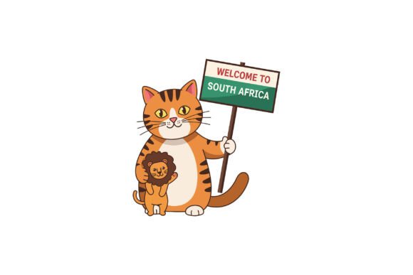 Adorable Cartoon Cat Holding a Sign