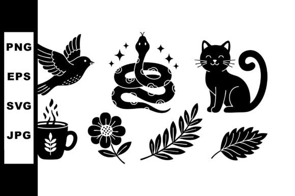 Bird Snake Cat Coffee Cup Flower and Lea