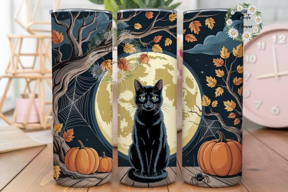 Black Cat Halloween Tumbler Wrap