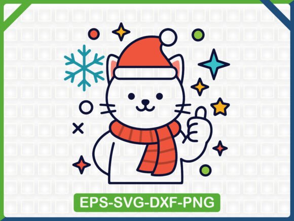 Christmas Cat Cartoon Clipart