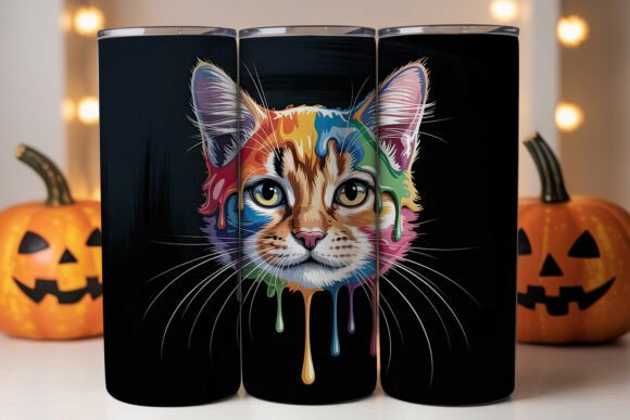 Colorful Cat Face 20oz Tumbler Design