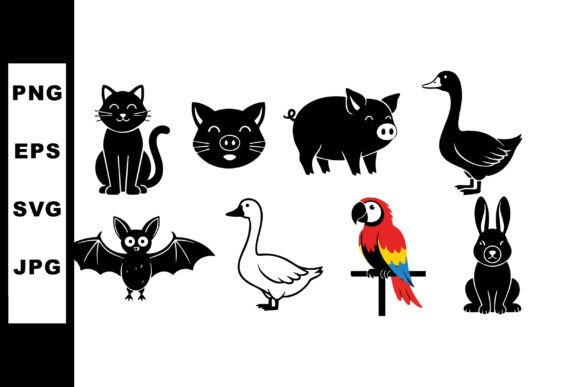 Cute Black Silhouette Animals Collection