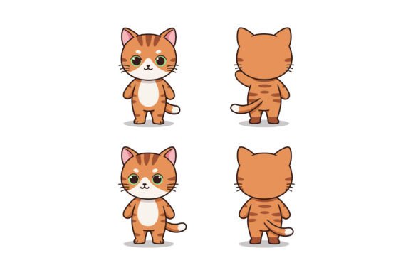 Cute Cartoon Orange Tabby Cat Character