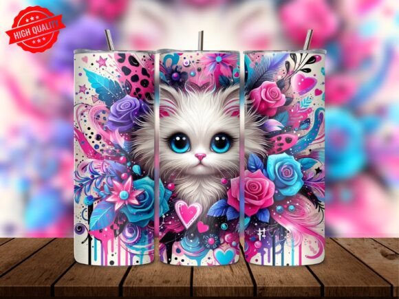 Cute Dripping Cat Tumbler Wrap