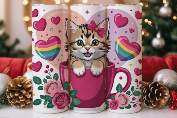 Cute Kitten Hearts 20oz Tumbler Wrap