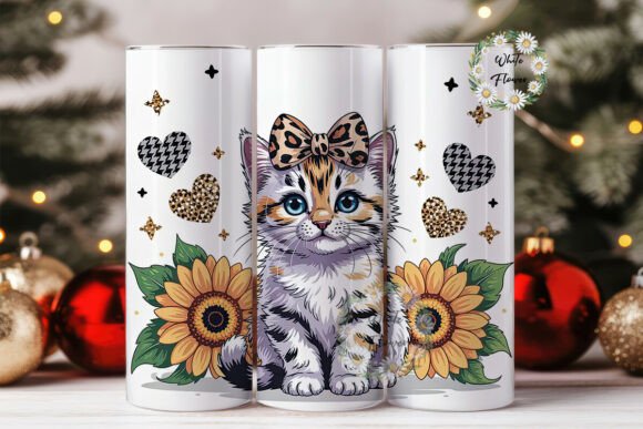 Cute Kitten Sunflower Tumbler Wrap