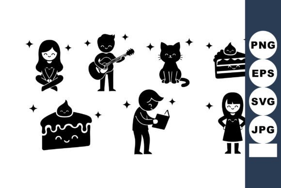 Cute People Playing Guitar Reading and S