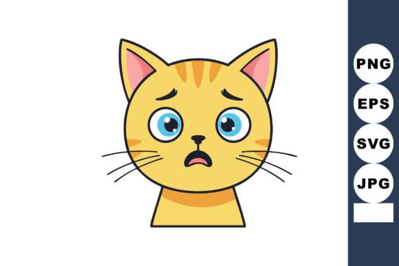 Cute Sad Orange Tabby Cat Face with Blue