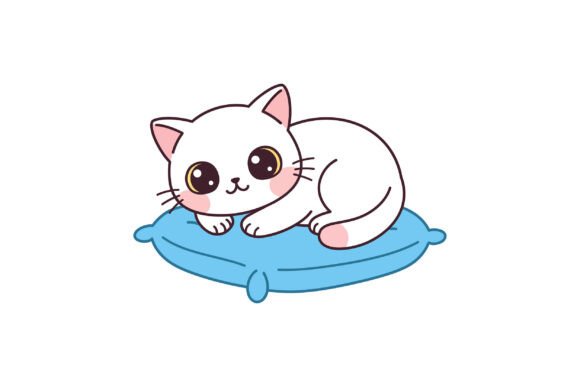Cute White Cat with Pink Ears and Cheeks