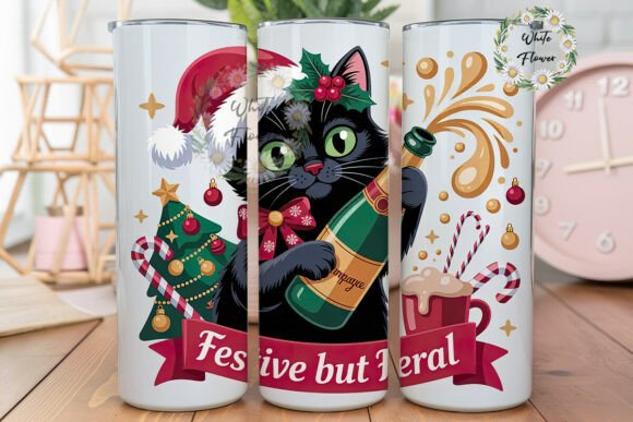 Festive Feral Cat 20oz Tumbler Wrap