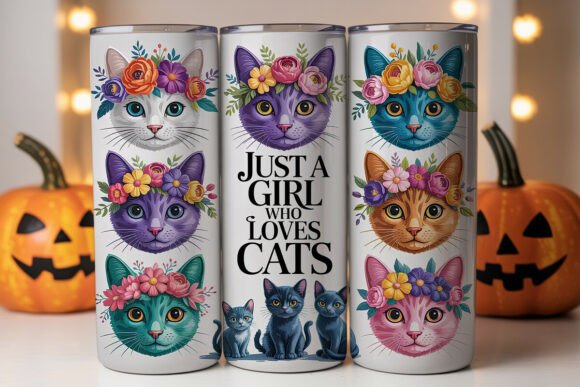 Floral Cat Lover 20oz Tumbler Wrap