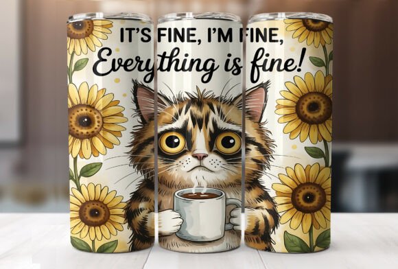 Funny Cat Anxiety 20oz Tumbler Wrap PNG