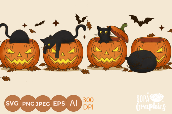 Funny Halloween Cat with Pumpkin