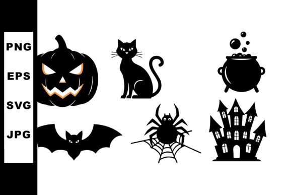 Halloween Spooky Icons Set with Pumpkin