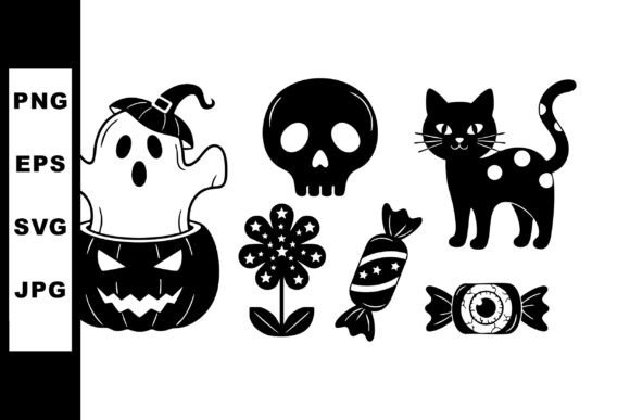 Halloween Themed Vector with Ghost Cat S