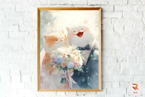Happy Married Couple Cat Wall Art