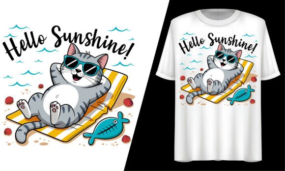 Hello Sunshine Cat Summer Beach Vibes