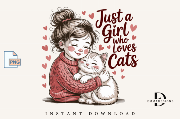 Just a Girl Who Loves Cats PNG Cute Cat