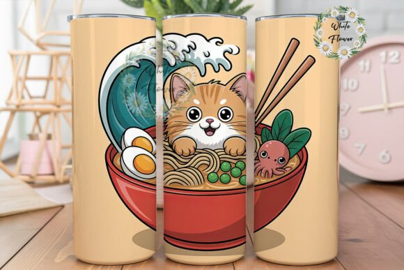 Kawaii Ramen Cat 20oz Tumbler Wrap