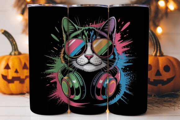 Neon Cool Cat 20oz Tumbler Wrap