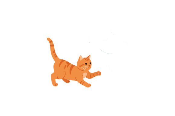 Orange Tabby Cat Playing Vector Illustra