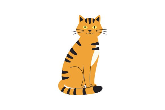 Orange Tabby Cat with Black Stripes Sitt