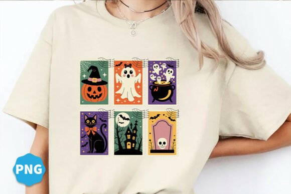 Retro Halloween Cat Ghost PNG