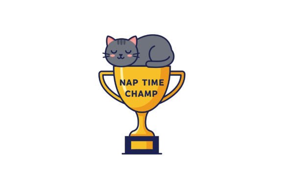 Sleeping Cat on Golden Trophy Cup Nap Ti